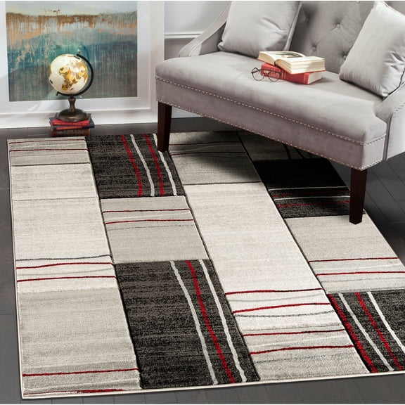 Modern Geometric Rectangles Hand-Carved Soft Living Room Area Rug