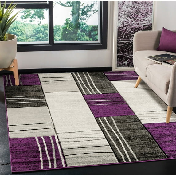 Modern Geometric Rectangles Hand-Carved Soft Living Room Area Rug