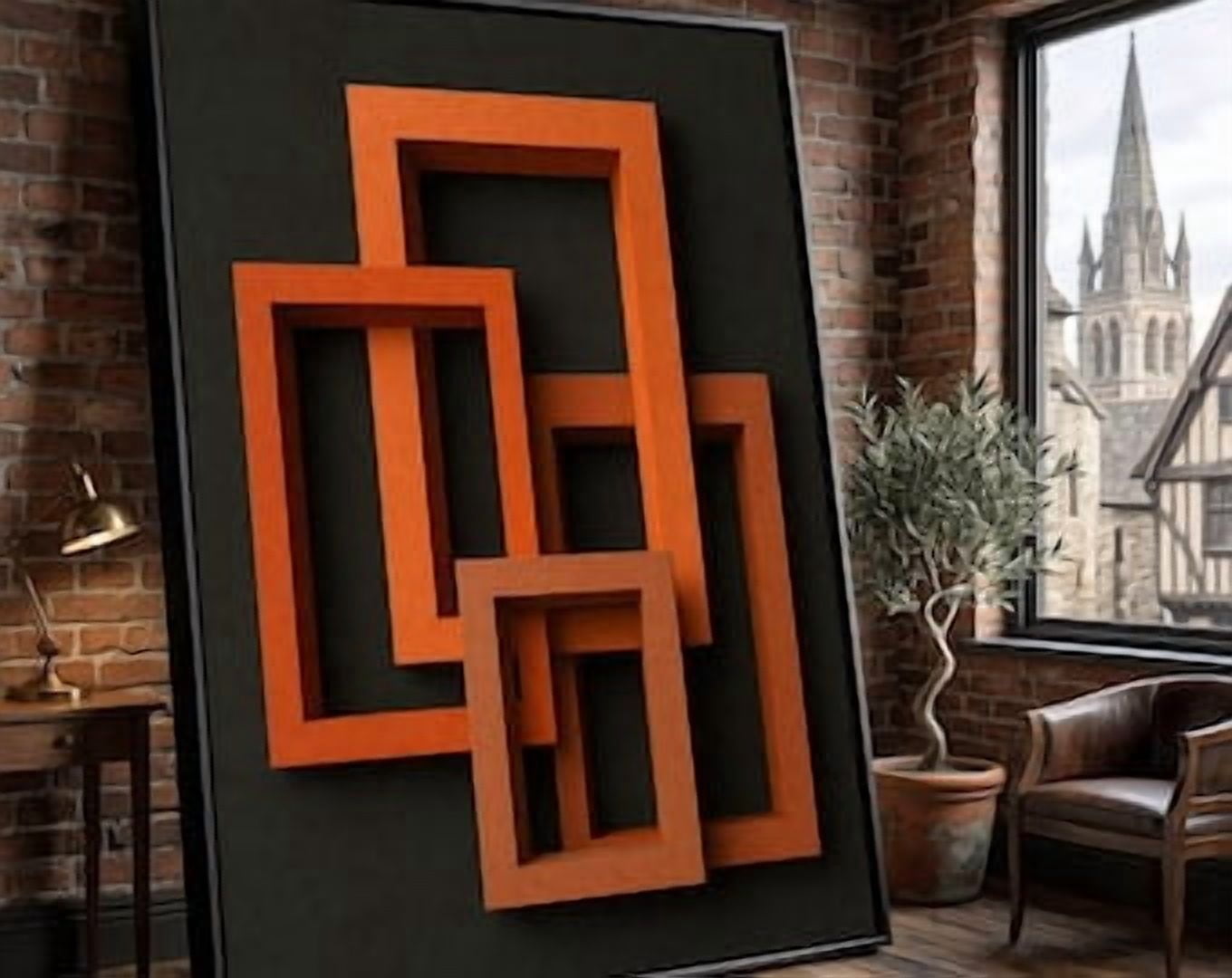 Modern Geometric Rectangles Poster Vintage Style Wall Decor Physical ...