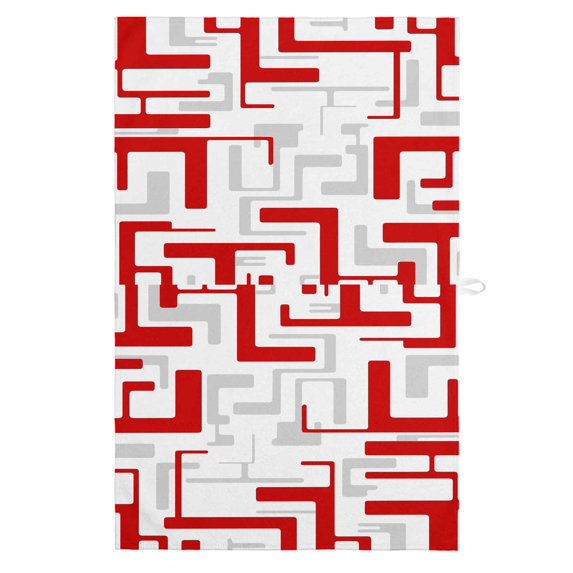 Modern Geometric Red 1 Pack Kitchen Towel, Water Absorbent Dish Towel, Abstract Minimalist Artwork Lines Decorative Hand Towels - Quick Drying Cloth for Cooking Baking, 18x28 Inch