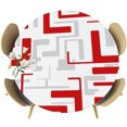 thumbnail image 1 of Modern Geometric Red Round Tablecloth 45-54 Inch Round Fitted Table Cloth with Elastic Edge, Abstract Minimalist Artwork Lines Waterproof Table Cover Protector for Outdoor Picnic Party Dining, 1 of 9