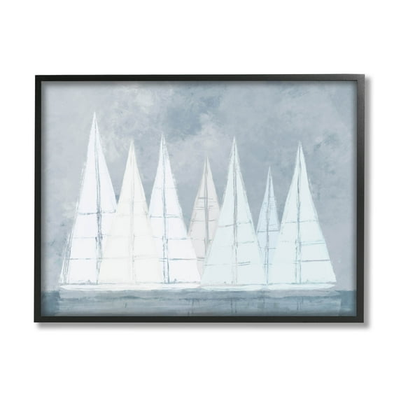 Modern Geometric Sailboats Floating Transportation Painting Black Framed Art Print Wall Art
