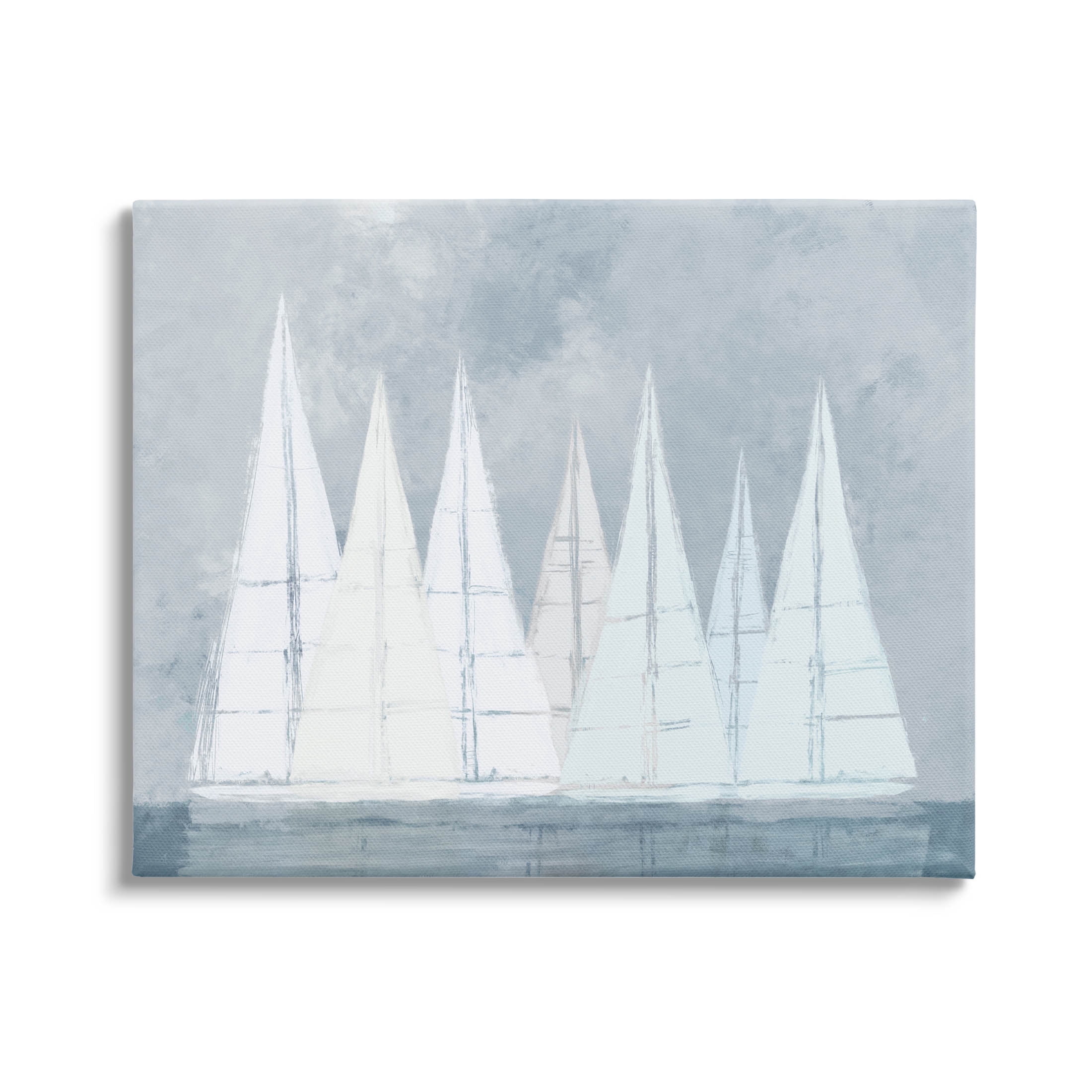 Modern Geometric Sailboats Floating Transportation Painting Gallery Wrapped Canvas Print Wall Art