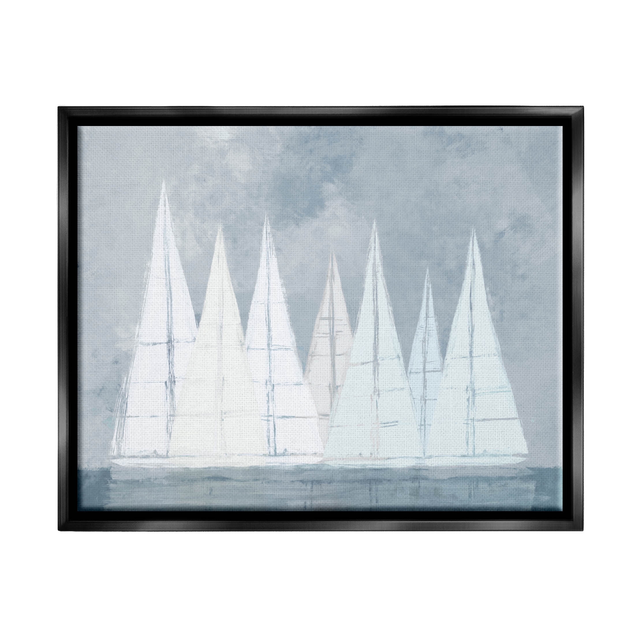 Modern Geometric Sailboats Floating Transportation Painting Jet Black Framed Art Print Wall Art