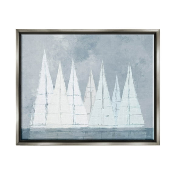 Modern Geometric Sailboats Floating Transportation Painting Luster Gray Framed Art Print Wall Art
