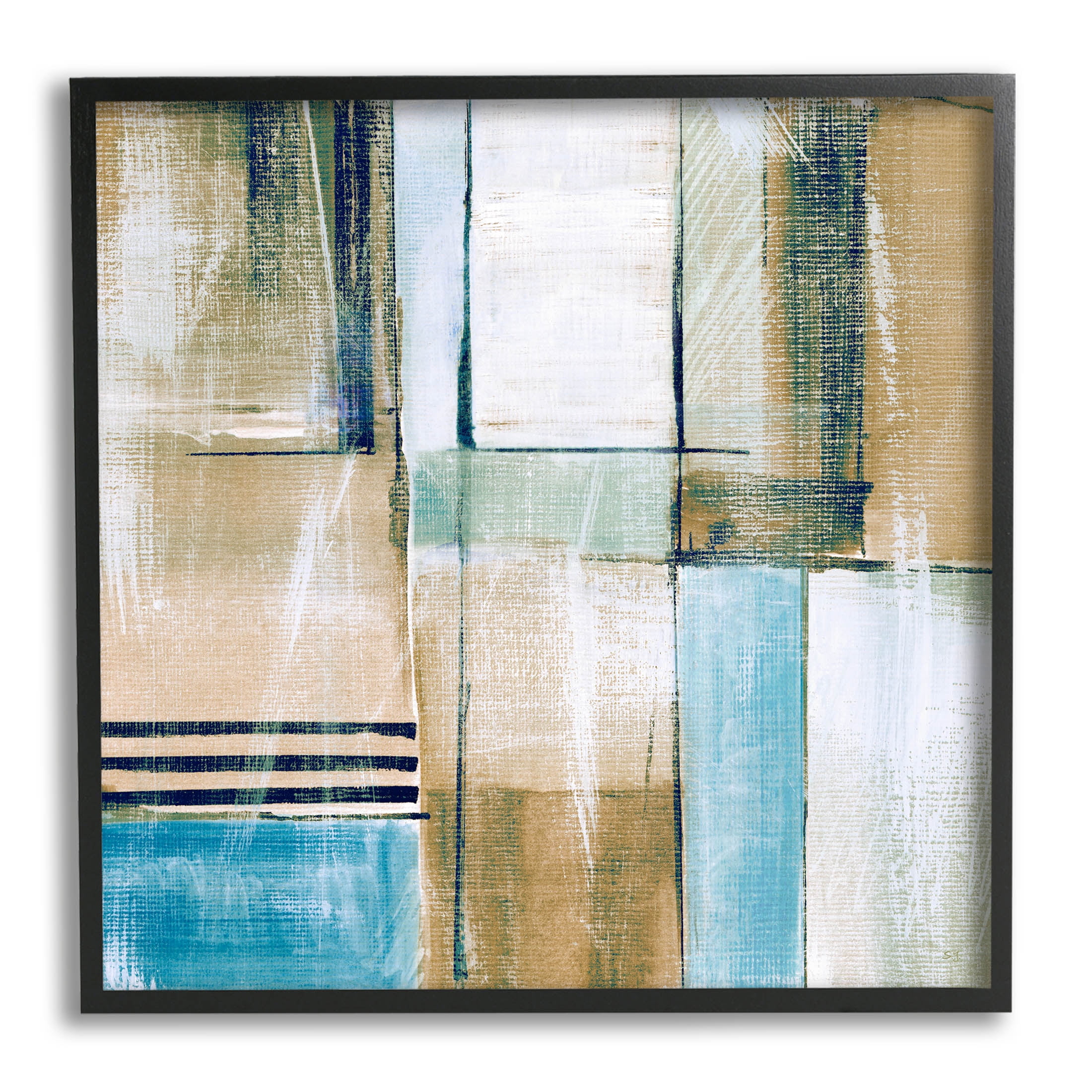 Modern Geometric Shapes Arrangement Abstract Painting Black Framed Art Print Wall Art