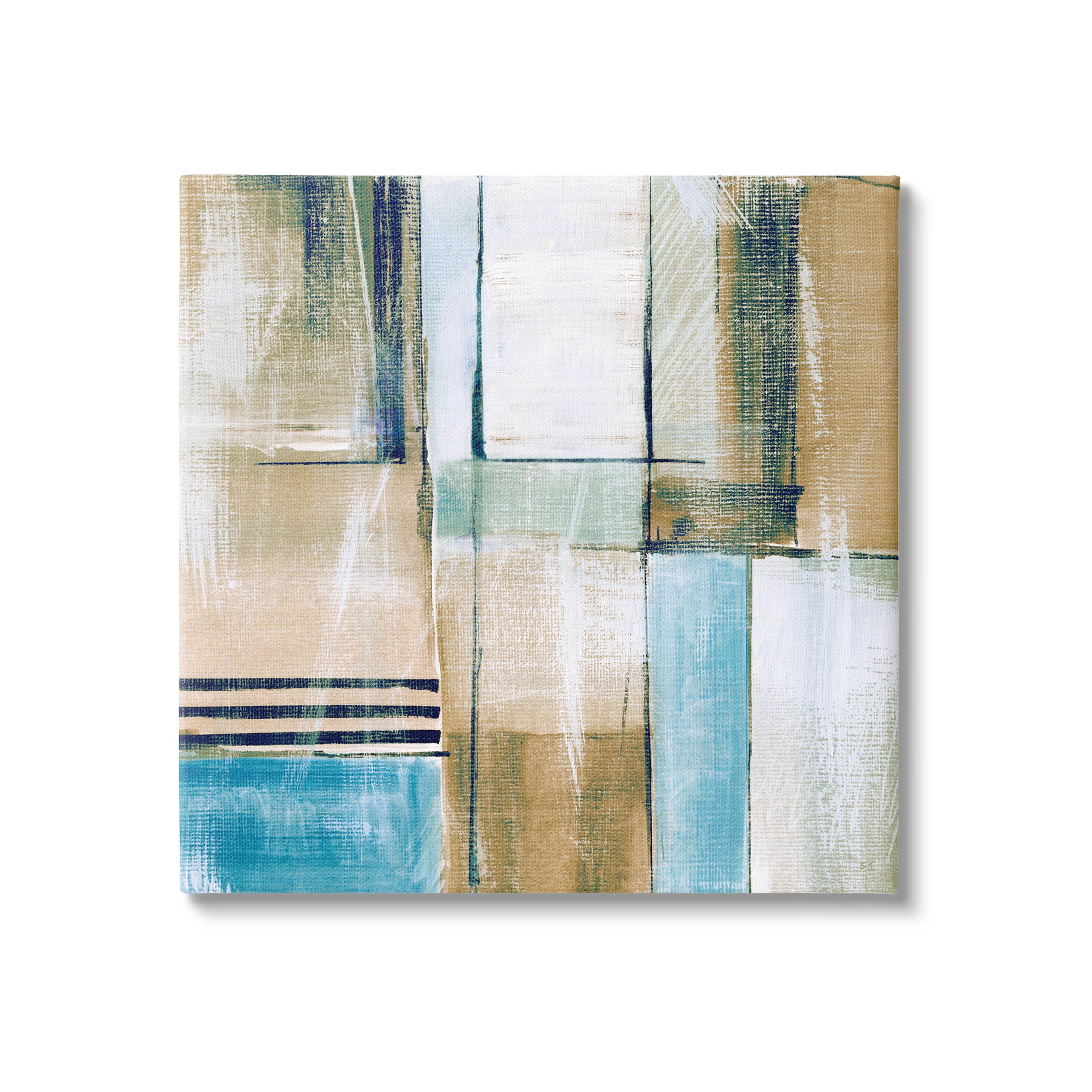 Modern Geometric Shapes Arrangement Abstract Painting Gallery Wrapped Canvas Print Wall Art