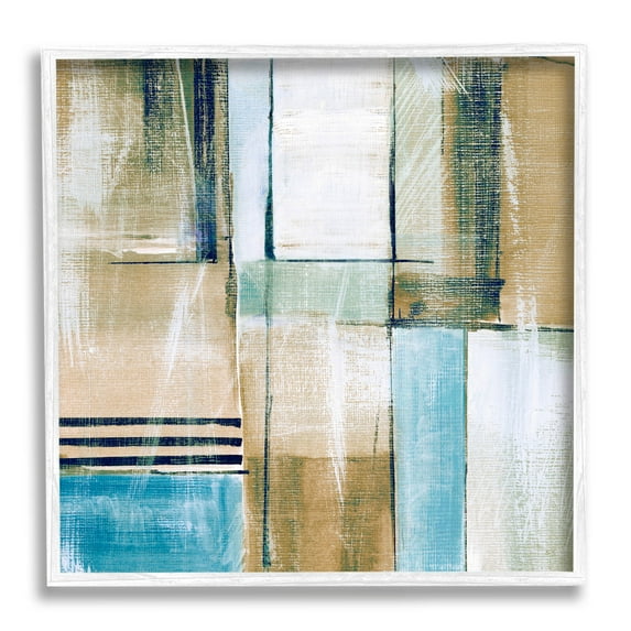 Modern Geometric Shapes Arrangement Abstract Painting White Framed Art Print Wall Art