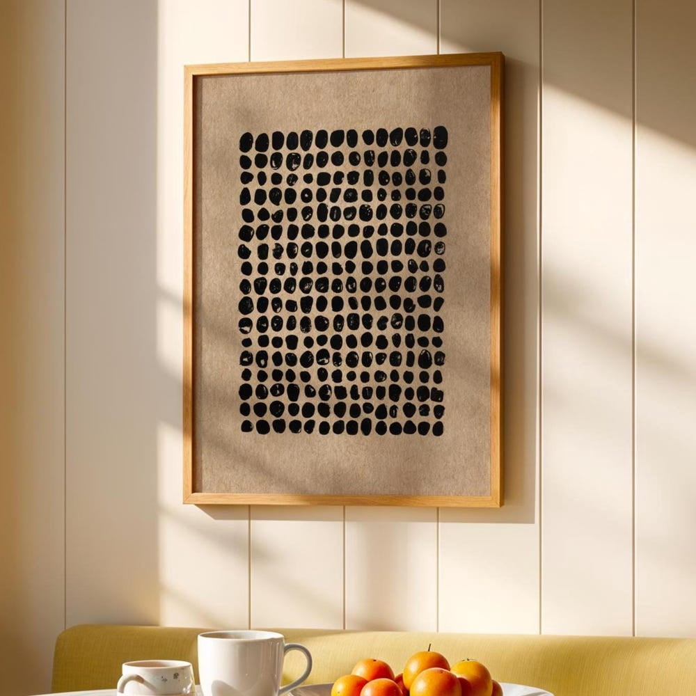 Modern Geometric Shapes Beige Black Abstract Minimalist Poster ...