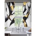 thumbnail image 1 of Modern Geometric Sheer Curtains 72 Inches Long 2 Panels Black and Gold Line Light Filtering Semi Sheer Window Curtains Drapes for Bedroom Living Room 52"x72", 1 of 7