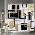 thumbnail image 1 of Modern Geometric Shower Curtain Black White Gold Geometry Squares Bath Curtain Abstract Mid Century Farmhouse Hotel Home Bathtub Decor Waterproof Curtain for Bathroom with Hooks 72x72 Inches, 1 of 6