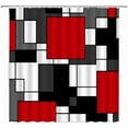 thumbnail image 1 of Modern Geometric Shower Curtain Red Gray Black Geometric Abstract Mid Century Boho Fashion Home Fabric Bathroom Decor Set Include Hooks,(70" Wx84 H), 1 of 3