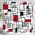 thumbnail image 1 of Modern Geometric Shower Curtain, Red and White Plaid Shower Curtain for Bathroom with 12 Hooks, Polyester Textured Fabric Washable Shower Curtains Sets Decorative Waterproof Bath Curtain, Checkered, 1 of 1