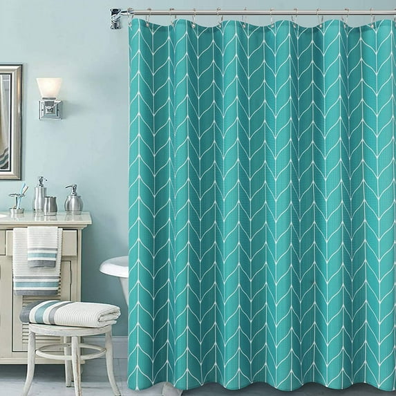 Modern Geometric Shower Cutains Green and White Coastal Decor Bath Ideas Summer Ocean Beach Theme Geometric Bathroom Green Shower Curtain Set Seafoam Mint Green