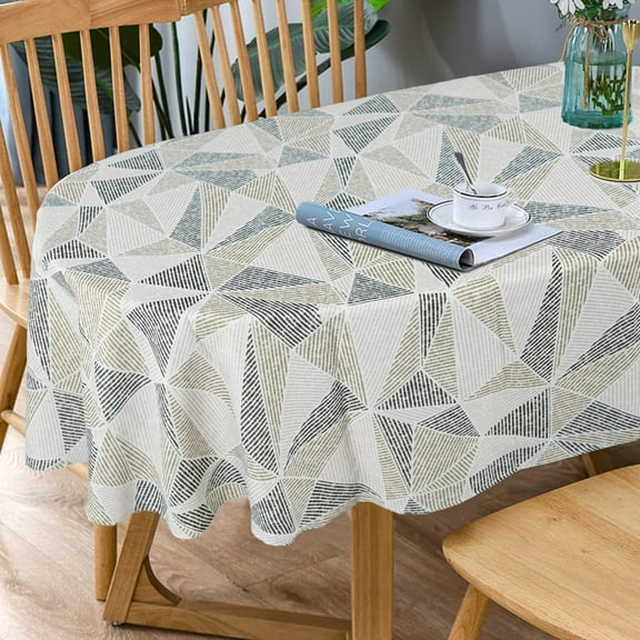 Modern Geometric Tablecloth, Indoor/Outdoor Waterproof Wrinkle Free Durable for Oval Tables 60 X 120 Inch