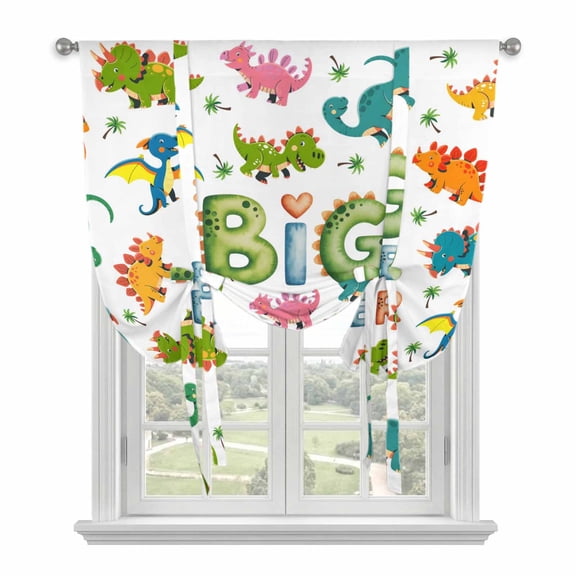 Modern Geometric Tie Up Curtain for Window, Blue Color Blocks Abstract Cube Simple Adjustable Tie Up Balloon Curtain Valances Rod Pocket Window Treatment for Kitchen Bathroom Bedroom 42"x54"