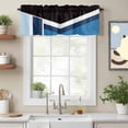 thumbnail image 1 of Modern Geometric Triangle Stripes Valances for Windows,Kitchen Valance Rod Pocket Short Curtain, Black Blue White Color Block Valance Curtain Window Valances for Bedroom Bathroom Living Room 54x18in, 1 of 9