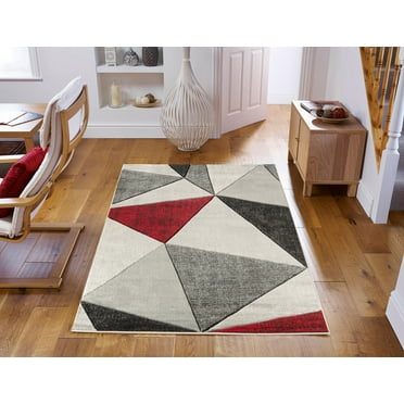 Modern Geometric Triangles Hand-Carved Soft Living Room Area Rug