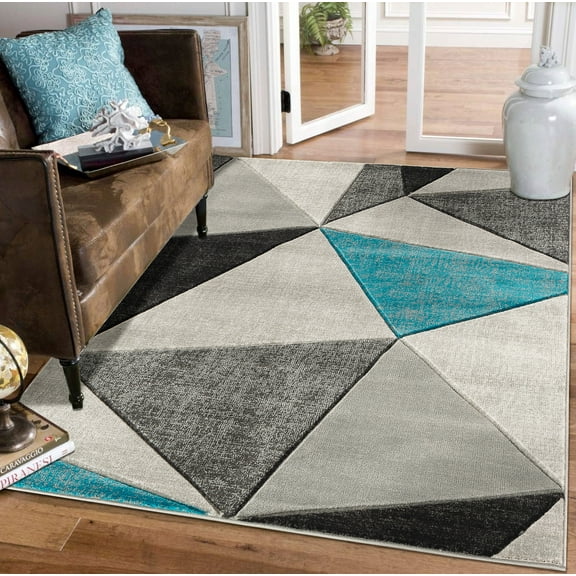 Modern Geometric Triangles Hand-Carved Soft Living Room Area Rug