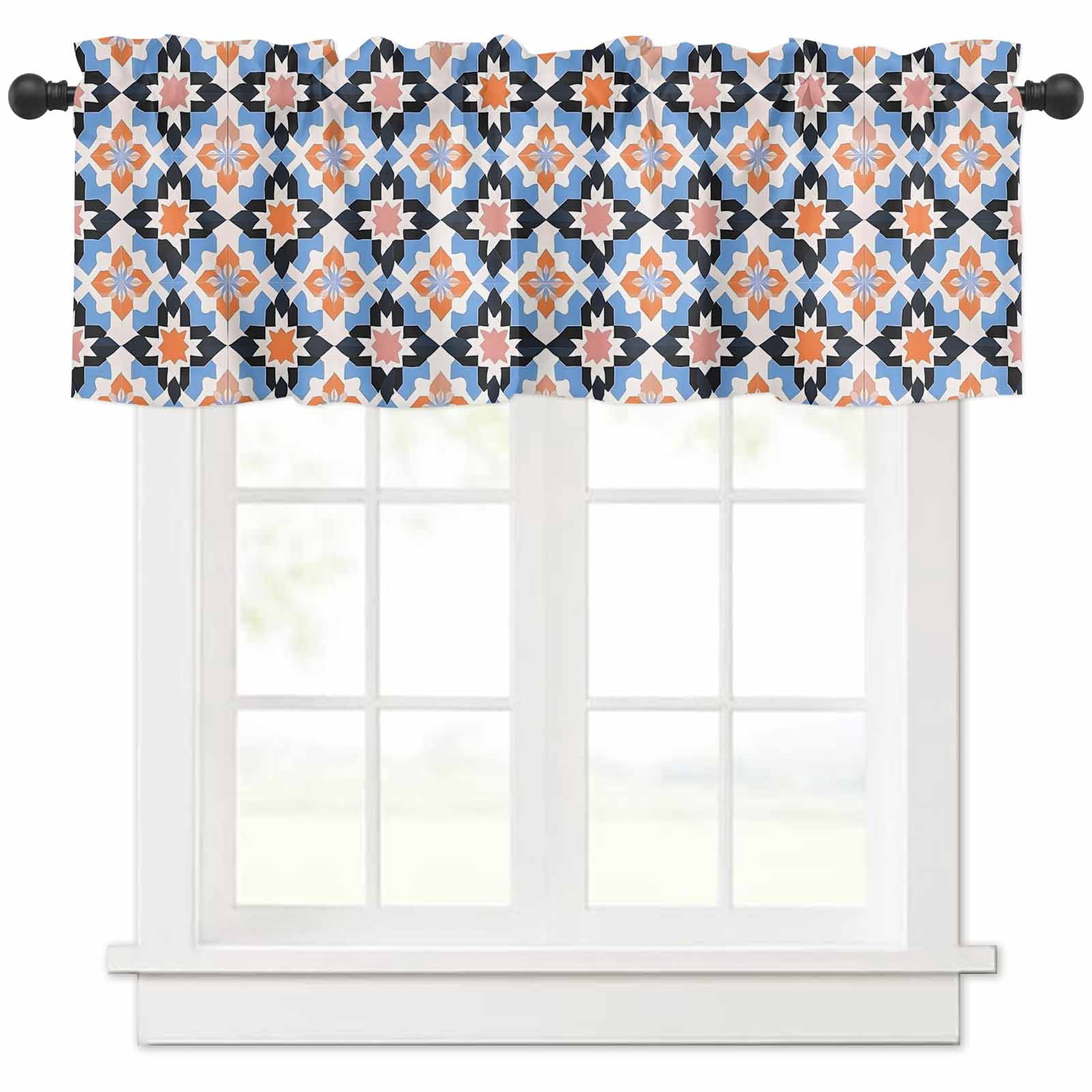 Modern Geometric Valances for Windows Farmhouse Kitchen Curtains
