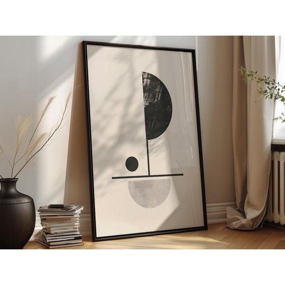 Modern Geometric Wall Art Print Neutral Circle Abstract Poster