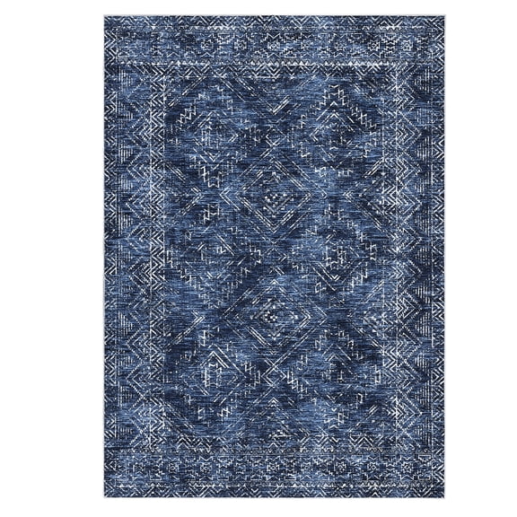 Modern Geometric Washable Area Rug, Non-Slip Low Pile Distressed Accent Carpet, Stain-Resistant Soft Indoor Floor Mat for Living Room Bedroom Dining Room Brick Red Beige