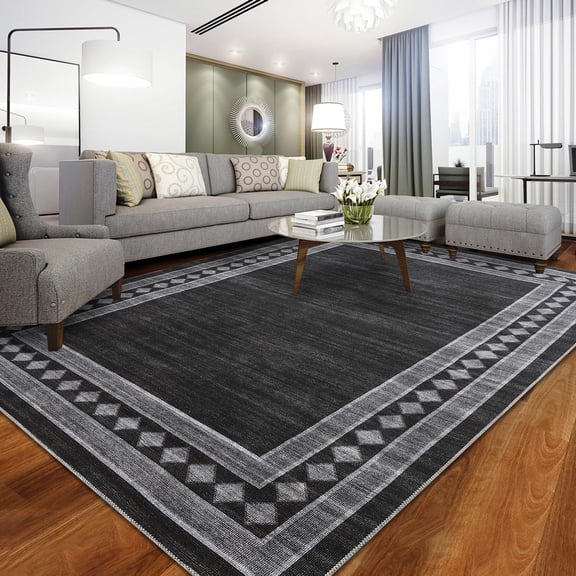 Modern Geometric Washable Area Rug with Non-Slip Backingfor Living Room, Bedroom, or Office