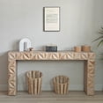 thumbnail image 1 of Modern Geometric Wooden Console Table – Natural Wood Finish with Handcrafted 3D Design, 1 of 10