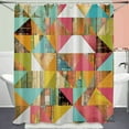 Modern Geometric Wooden Texture Shower Curtain Artistic Bathroom Decor