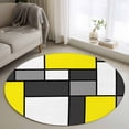 thumbnail image 1 of Modern Geometric Yellow Black Round Area Rug 4Ft Washable Circle Rugs for Bedroom Dining Room, Abstract Minimalist Blocks Non-Slip Carpet Floor Mats Indoor Outdoor Carpet Runner Aesthetic Home Decor, 1 of 8