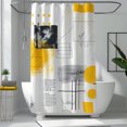 Modern Geometric Yellow Gray White Shower Curtain with Abstract Design