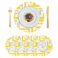 thumbnail image 1 of Modern Geometric Yellow Round 13 Inch Placemats Set of 4, Abstract Minimalist Artwork Lines HeatResistant Non Slip Place Mats for Dining Table, Wipeable Braided Kitchen Table Mats for Housewarming, 1 of 9