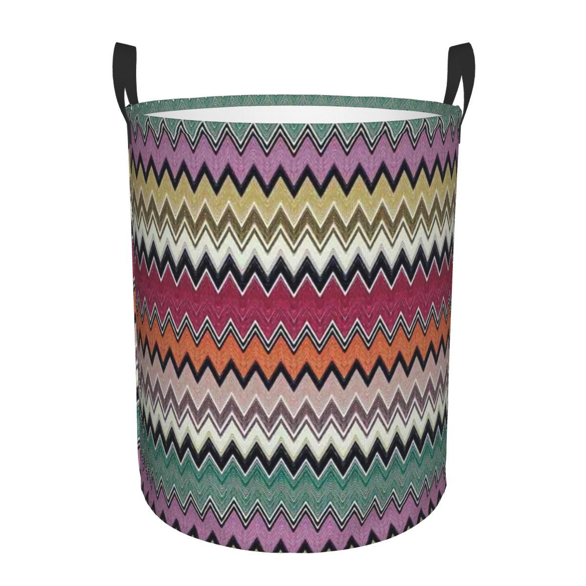 Modern Geometric Zig Zag Laundry Basket Collapsible Bohemian Art