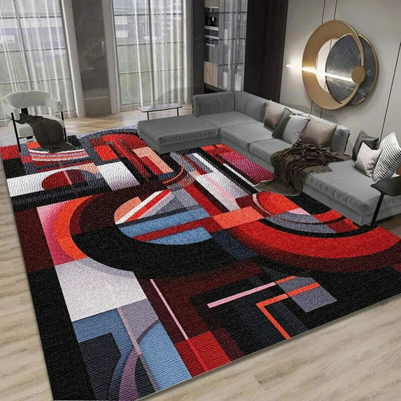 Modern Geometry Living Room Carpets Red Black Abstract Bedroom Bedside Decor Rug Sofa Table Beside Mats Large Area Rugs ковер 러그