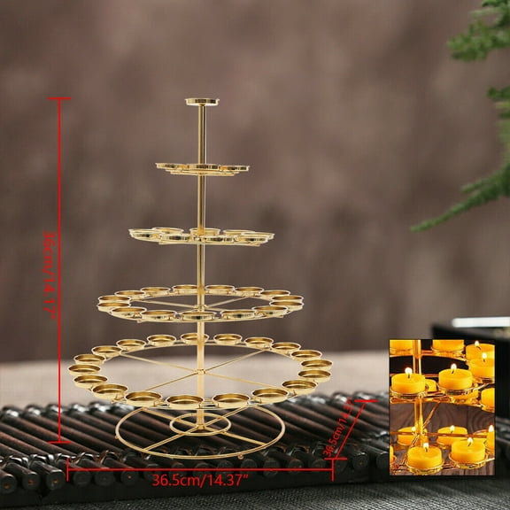 Modern Ghee Lamp Holder Alloy 49 Candle Holder Large Home Decor Ghee Lamp Holder Large Capacity Exquisite and Beautiful36.5*36.5*36cm