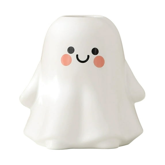 Modern Ghost Flower Pot - White Decorative Vase for Fresh/Dried Bouquets (Baby-Safe & Instagrammable Home Accent)