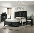 thumbnail image 1 of Modern Glam 3pc Queen Size Bedroom Set Black Finish Upholstered Panel Bed Chest Nightstand Furniture, 1 of 6