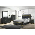 thumbnail image 1 of Modern Glam 5pc Bedroom Set King Size Panel Bed Furniture Gold Black Finish, 1 of 7