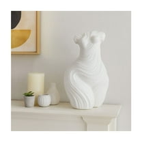 Modern Glam Abstract Sculpture - Elegant Polyresin Decorative Art Decor for Home, Office, Bedroom, or Living Room - Stylish Centerpiece Accent Statue - 16" White