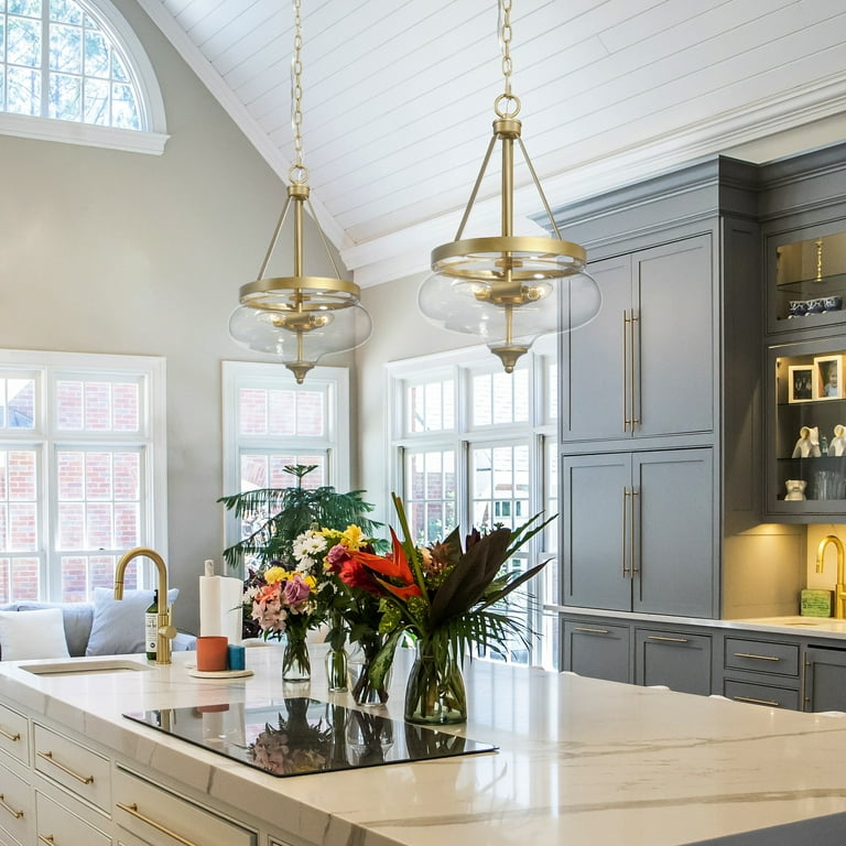 Modern Glam Chandelier 3-Light Clear Glass Lantern Farmhouse