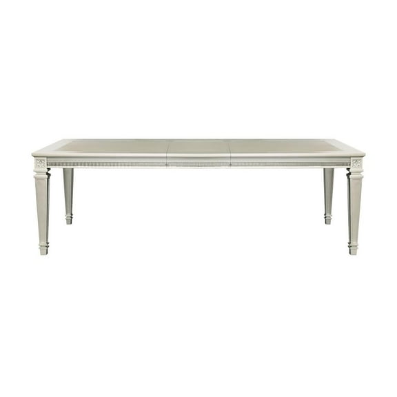 Modern Glam Design 1pc Dining Table with Extension Leaf Silver Finish Acrylic Inset Framing Dining Room Furniture