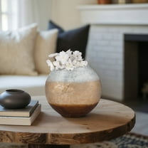 Modern Glam Glass Vase - Elegant Decorative Accent for Home, Office, Bedroom, or Living Room - Chic Metallic Finish - 9" White & Gold