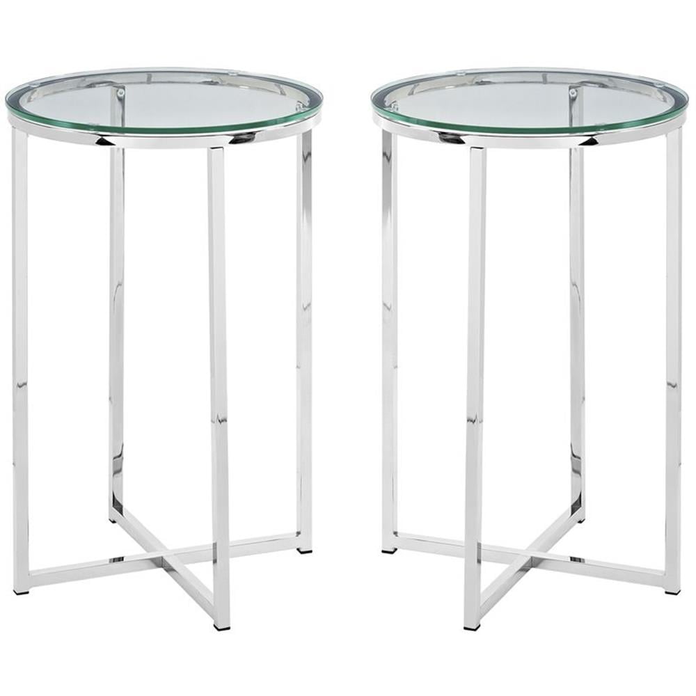 Cora Chrome & Glass Dual Urban End Table Set