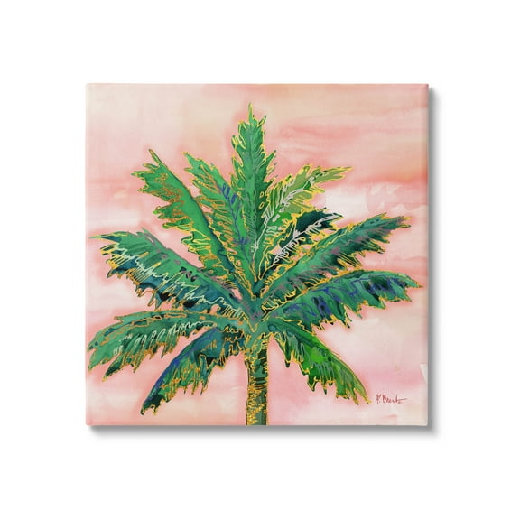 Modern Glam Outline Palm Tree Botanical & Floral Graphic Art Gallery Wrapped Canvas Print Wall Art