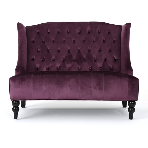 Modern Glam Raisin Velvet Loveseat - 2 Seat Wingback Upholstered Sofa, Button-Tufted Diamond Stitching, 50.25" W, Perfect for Living Room, Bedroom, Home Office