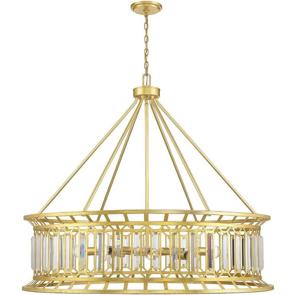 True Gold Crystal 10-Light Wagon Wheel Chandelier