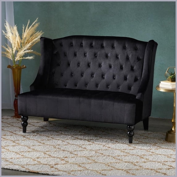 Modern Glam Velvet Loveseat with Wingback - 50.25” Wide for Living Room, Jewel-Tone Design