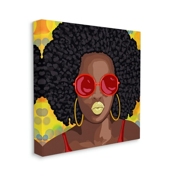 Modern Glamour Pop Cosmetic Female Portrait Bold Lips Beauty & Fashion Gallery-Wrapped Canvas Print Wall Art, 17x17