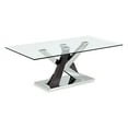 thumbnail image 1 of Modern Glass Coffee Table with Wenge and Stainless Steel Base, 1 of 2