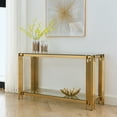 thumbnail image 1 of Modern Glass Console Table, 55" Gold Sofa Table With Sturdy Metal Frame And Clear Tempered Glass Top, For Living Room Entryway Bedroom, Gold Finish, 1 of 9